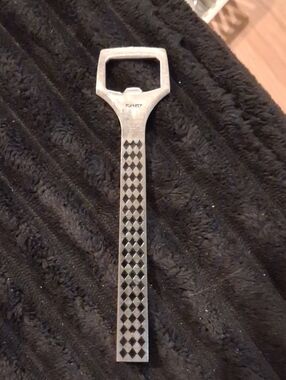 PLAYBOY Vintage Stainless Steel Black Patterned Bottle Opener